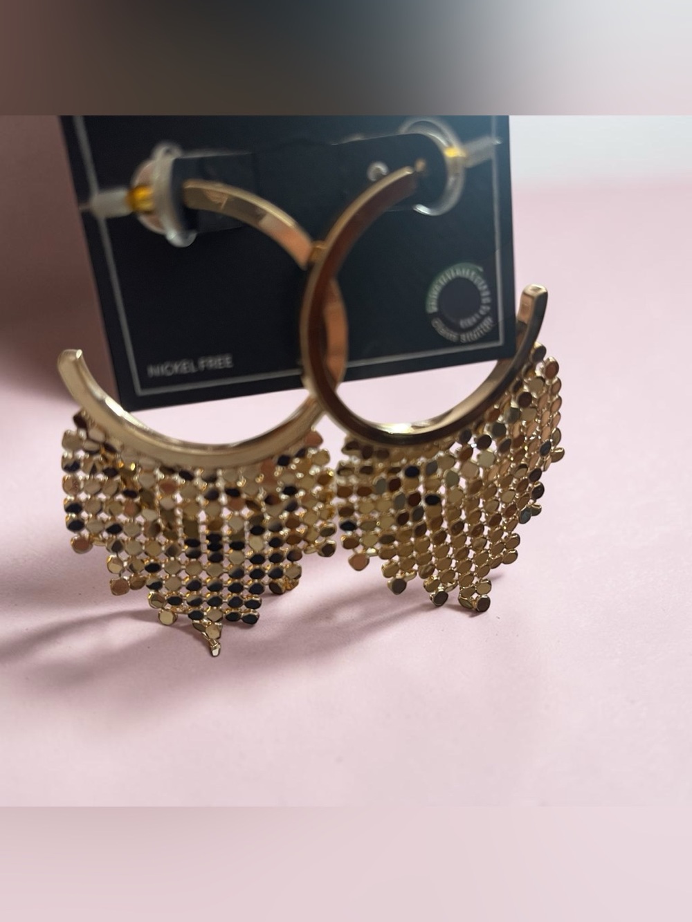 Melrose and Market Gold Sequin Fringe Hoop Earrings